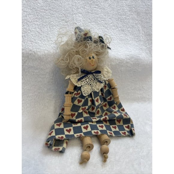 Vintage Hand Crafted Thread Wooden Spool Doll - Picture 4 of 9